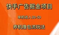 快手极速版广告掘金项目，养机流玩法，单机单日30—50