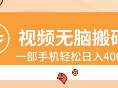 视频无脑搬砖，一部手机轻松日入400+