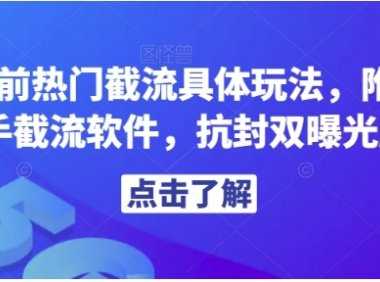 解析当前热门截流具体玩法,附赠全新快手截流软件,抗封双曝光脚本【揭秘】