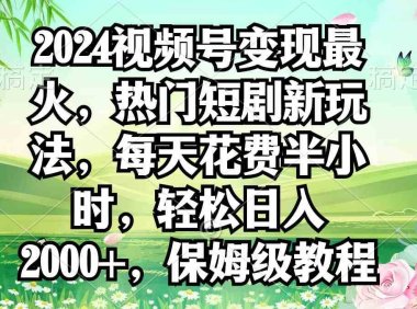 2024视频号变现最火,热门短剧新玩法,每天花费半小时,轻松日入2000+,…